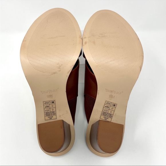 🆕 NIB White House Black Market Caylee Brown Leather Mule Peep-Toe Block Heel 10 - Picture 4 of 13